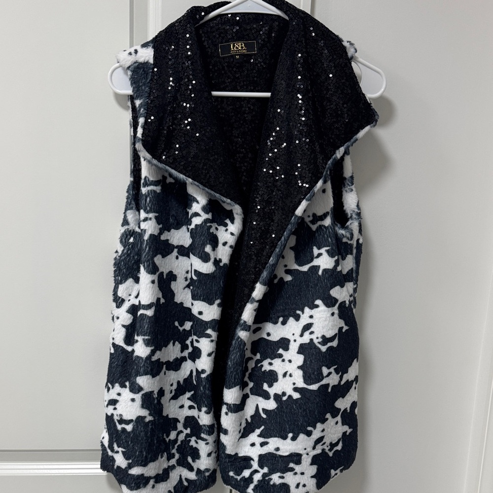 Black and White Faux Fur Vest